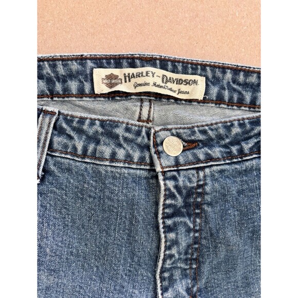 Vintage HARLEY DAVIDSON Denim Bootcut Cotton Stretch Blue Jeans Womens Size 12L - Picture 6 of 15